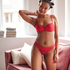 Rose Padded Underwired Bra, Red