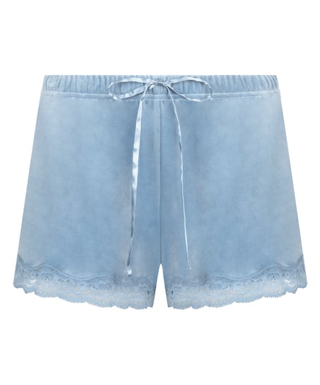 Velvet lace shorts, Blue