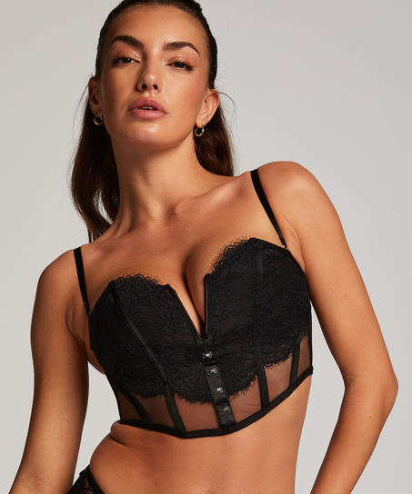 Mesh and Lace Bustier 2-piece Set - Starry Night