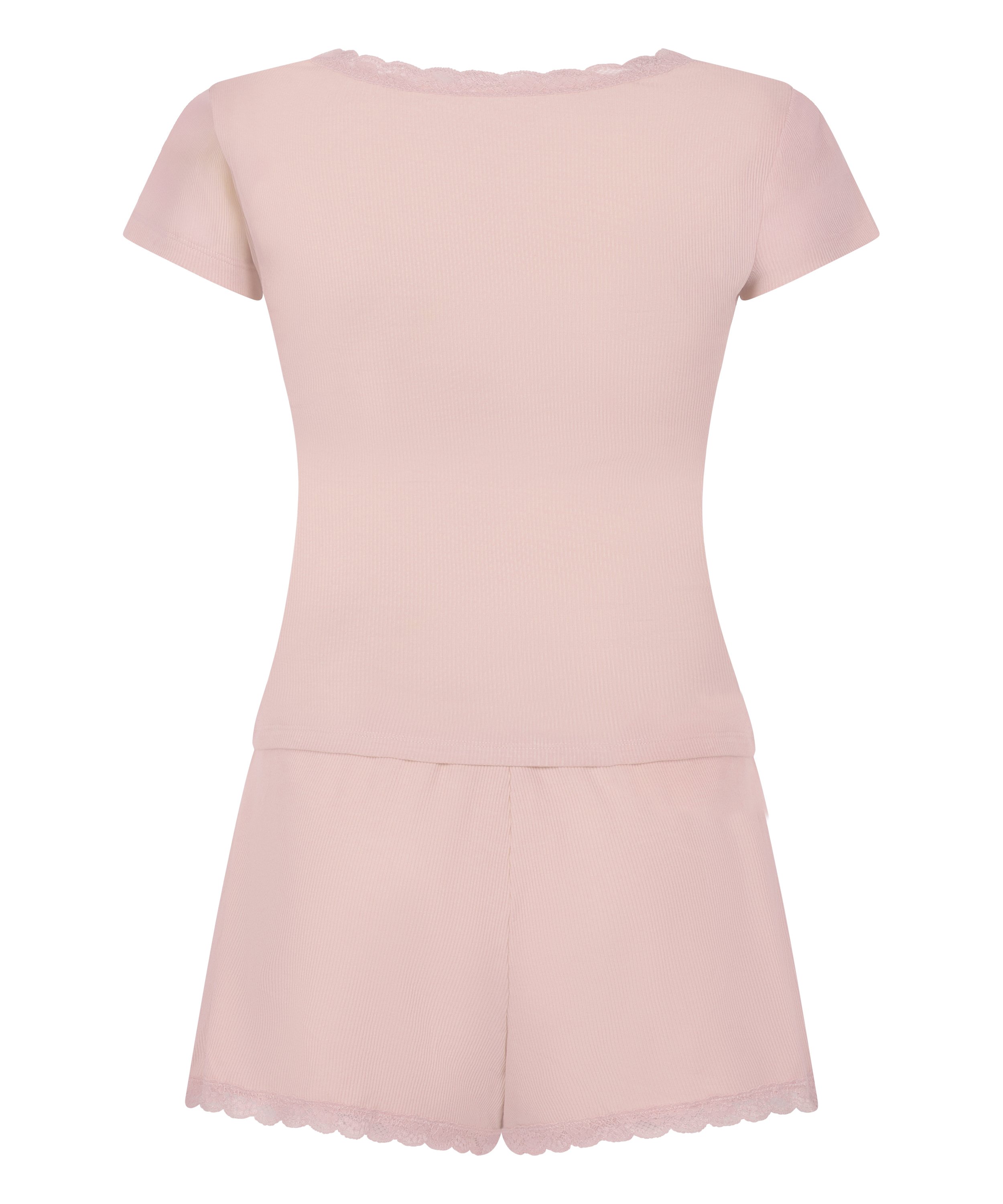 Pyjama Set Rib Lace, Pink, main