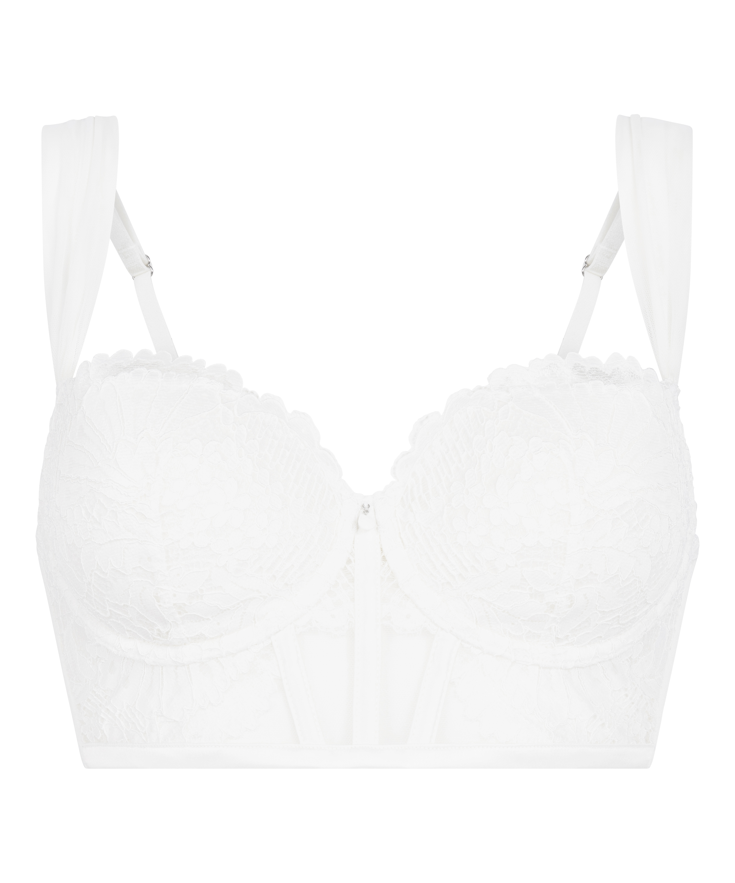 Whitney Padded Underwired Longline Bra, White, main