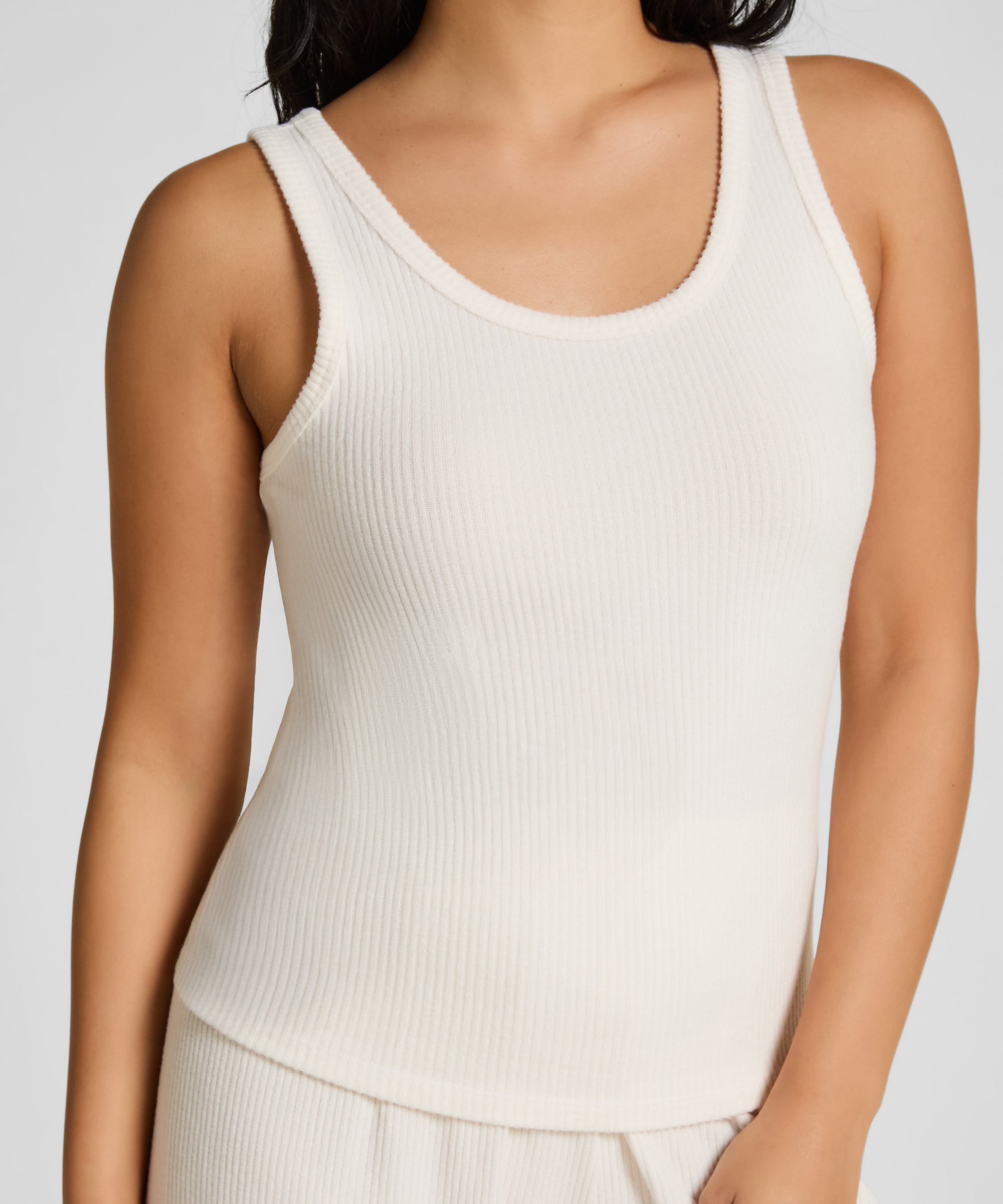 Singlet Brushed Jersey Rib, White, main