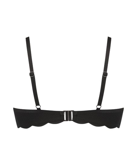 Scallop Padded Underwired Bikini Top, Black