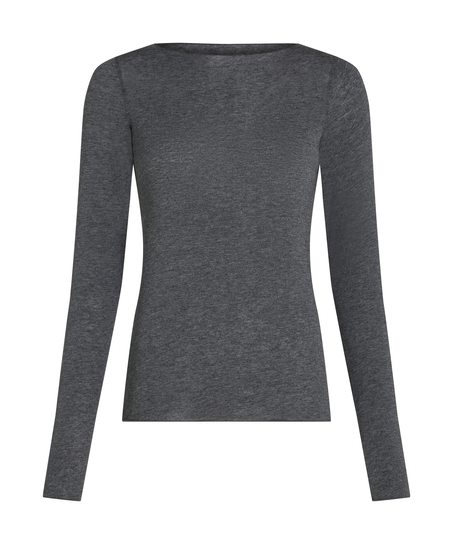 super soft Boatneck Shirt with Cashmere, Grey
