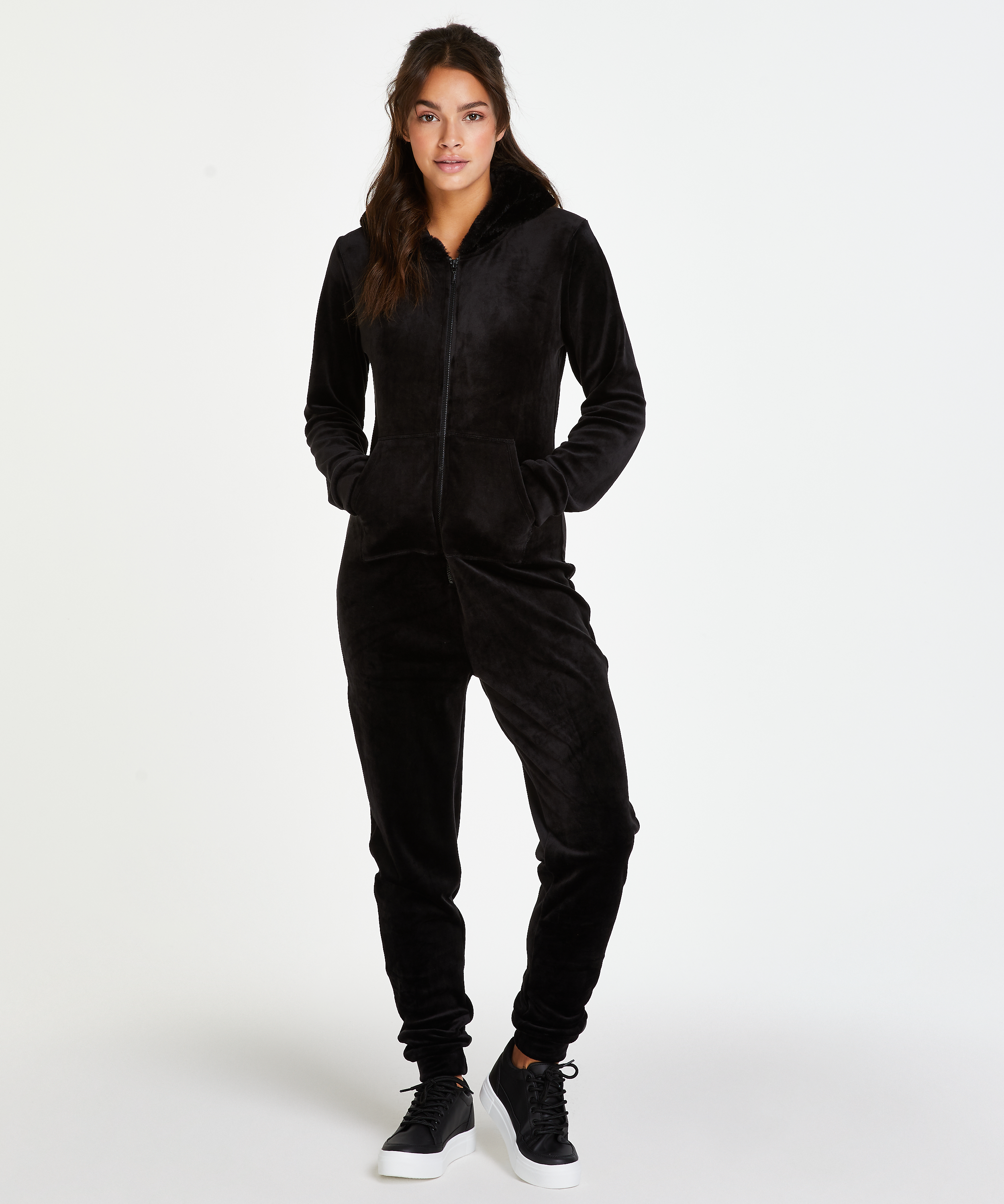 Velvet onesie, Black, main
