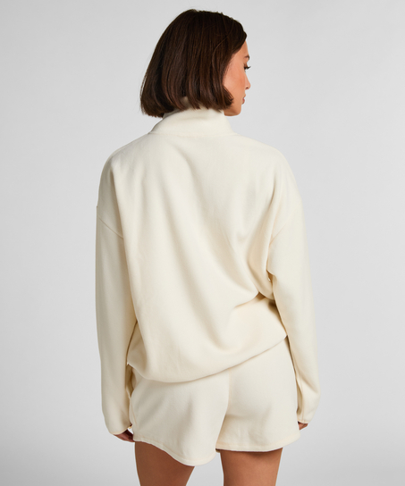 Top Half Zip Sporty Fleece, White