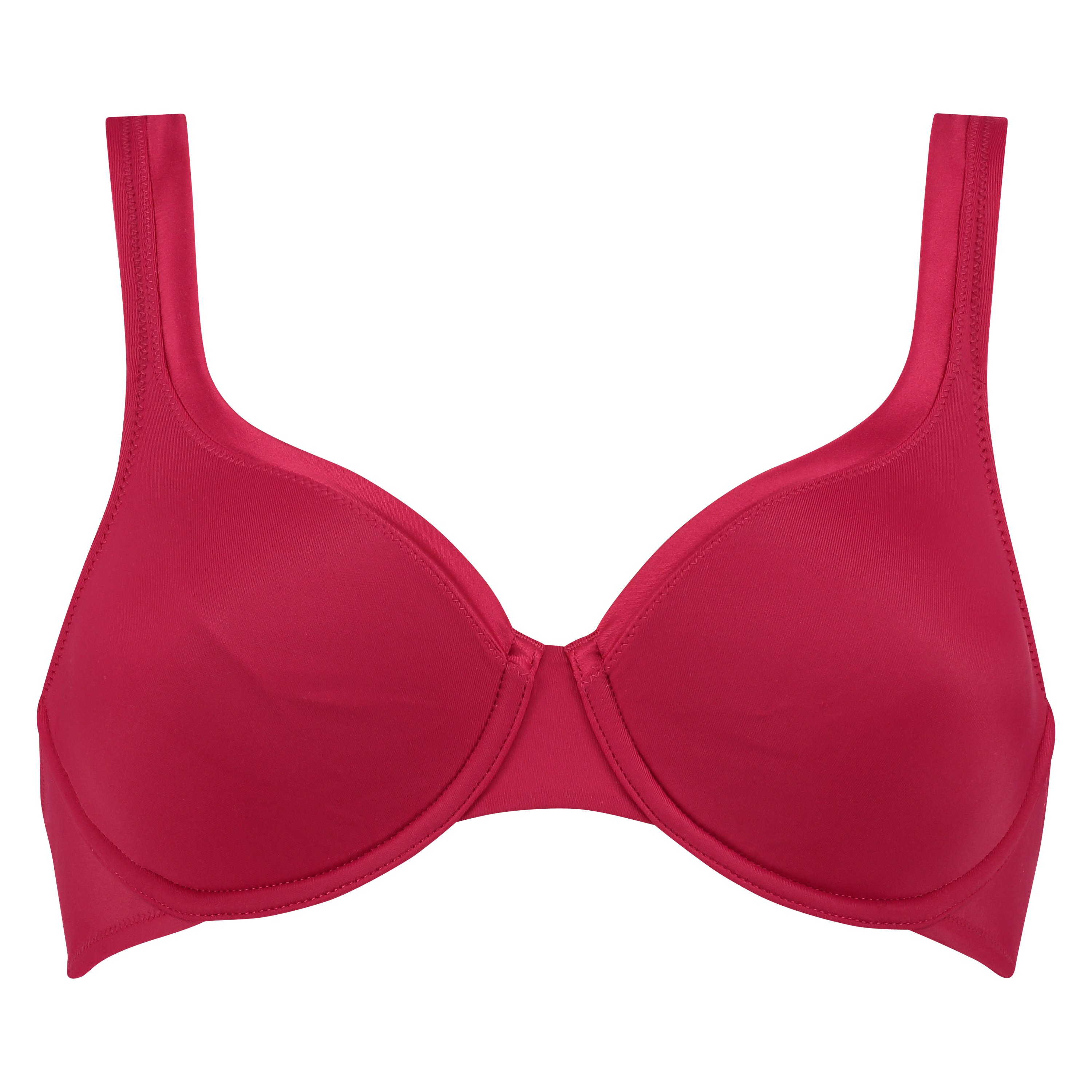 Satin Fleece Non-Padded Underwired Bra, Red, main