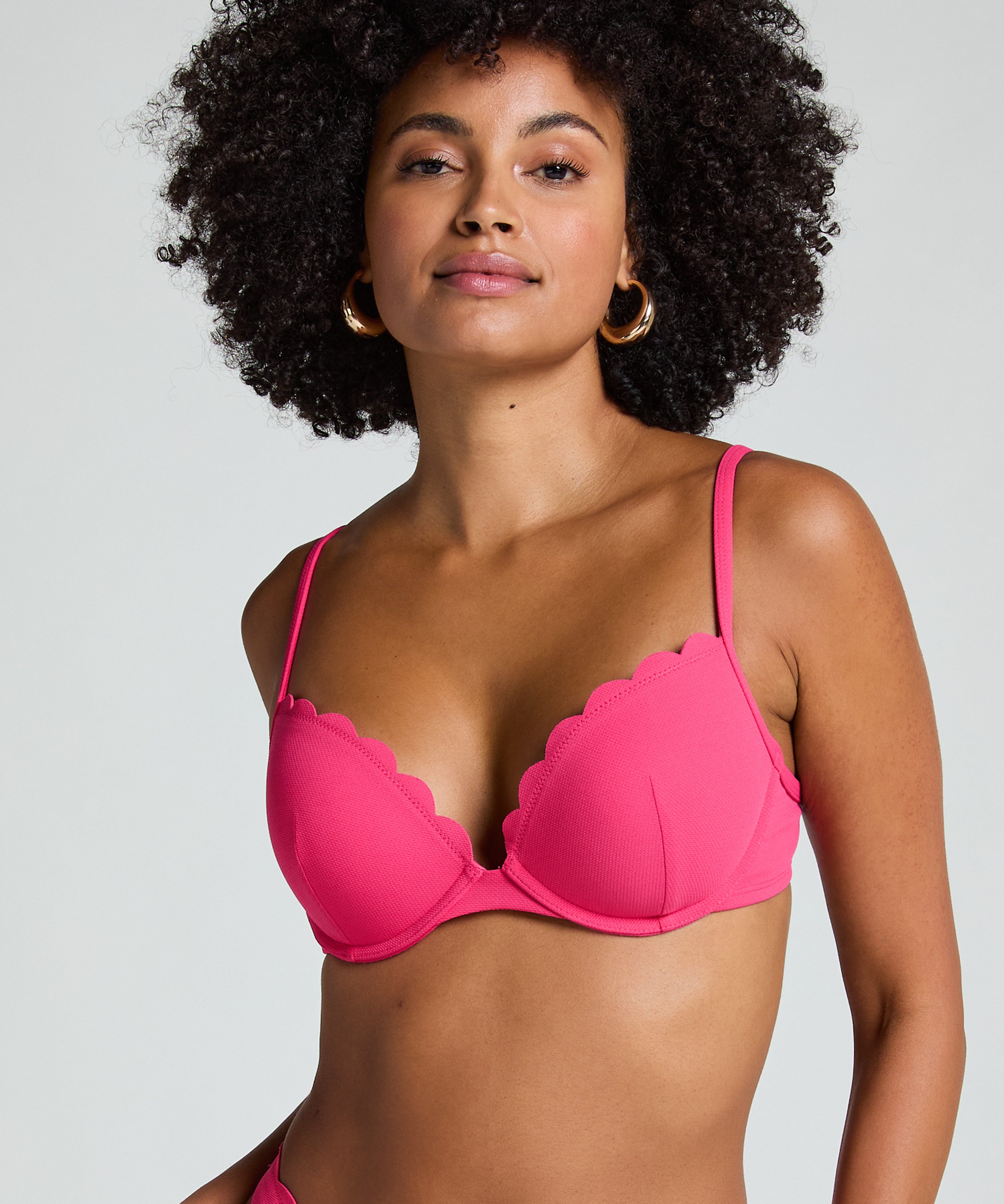 Scallop push-up underwired bikini top Cup A - E, Pink, main