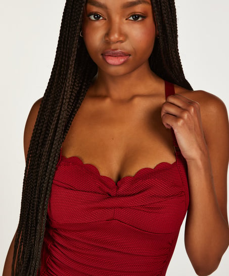 Scallop swimsuit, Red