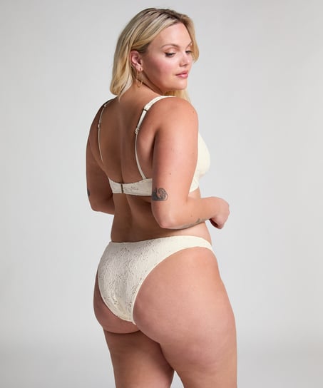 Crochet High Leg Bikinibottom, White