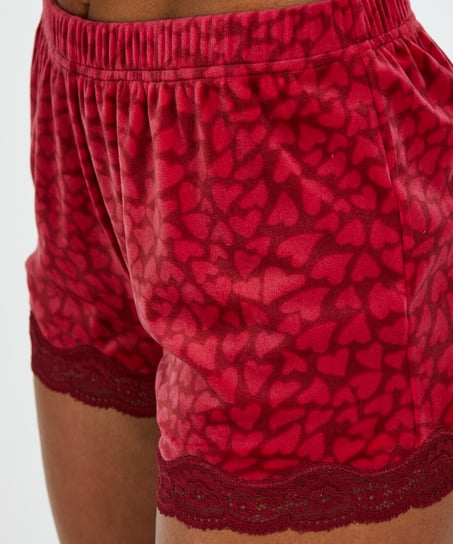 Velvet lace shorts, Red