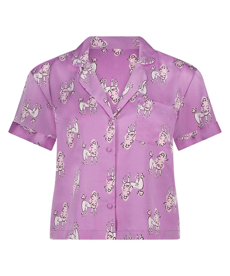 Satin Short-Sleeved Jacket, Purple
