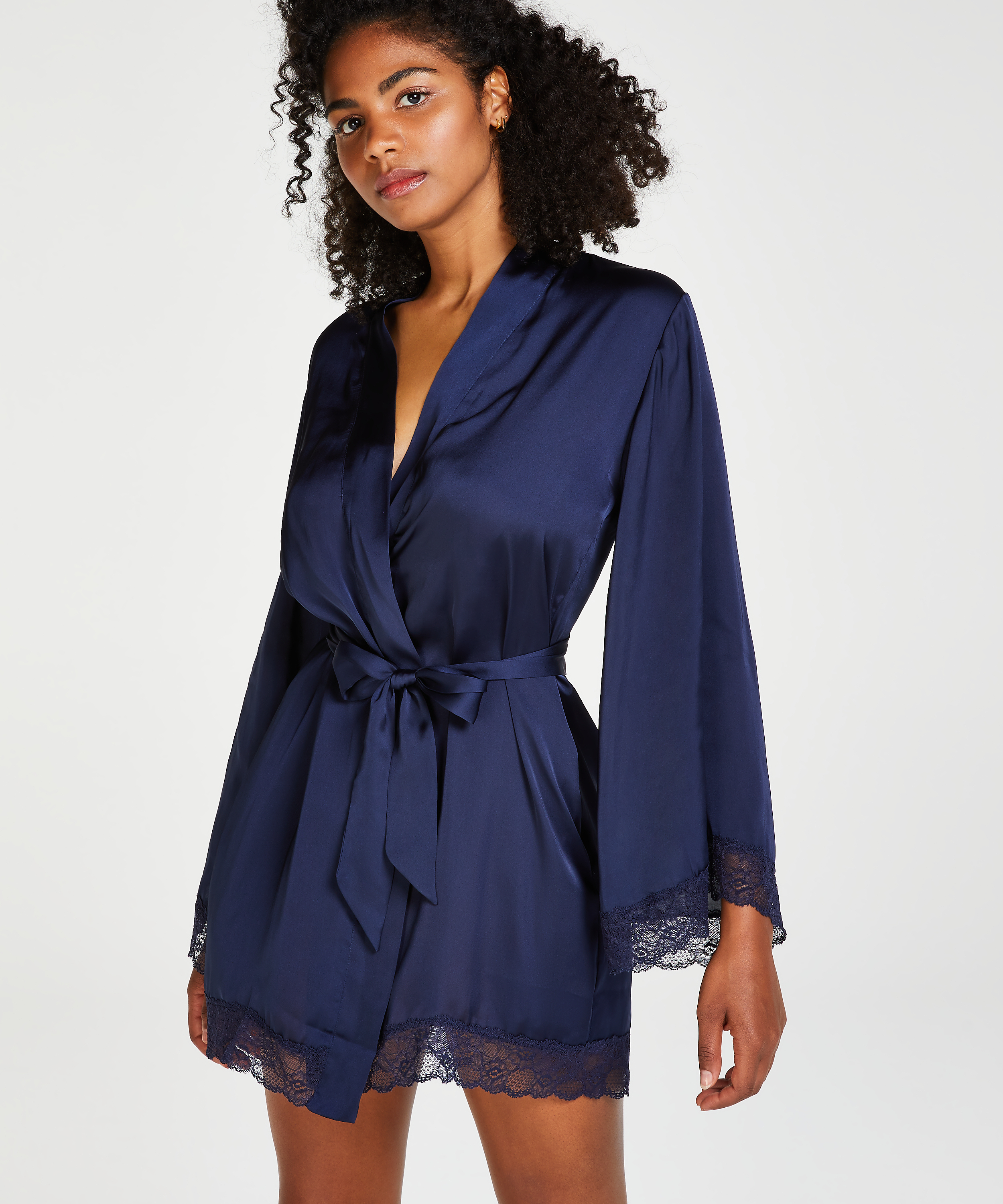 Meili Satin Kimono, Blue, main