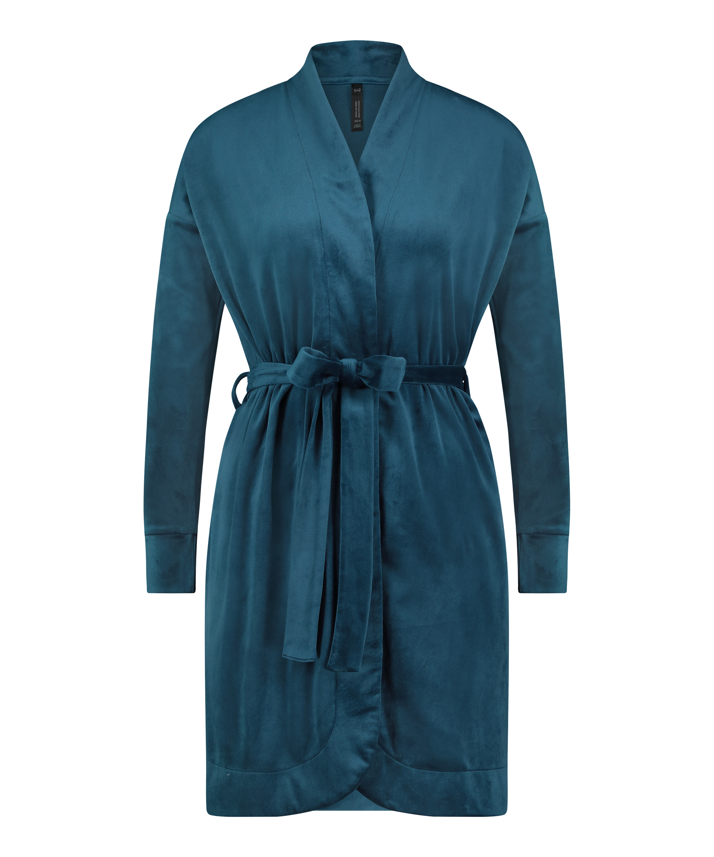 Velours short bathrobe, Blue, main