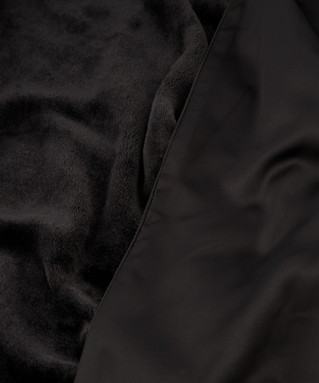 Satin Fleece Bathrobe, Black