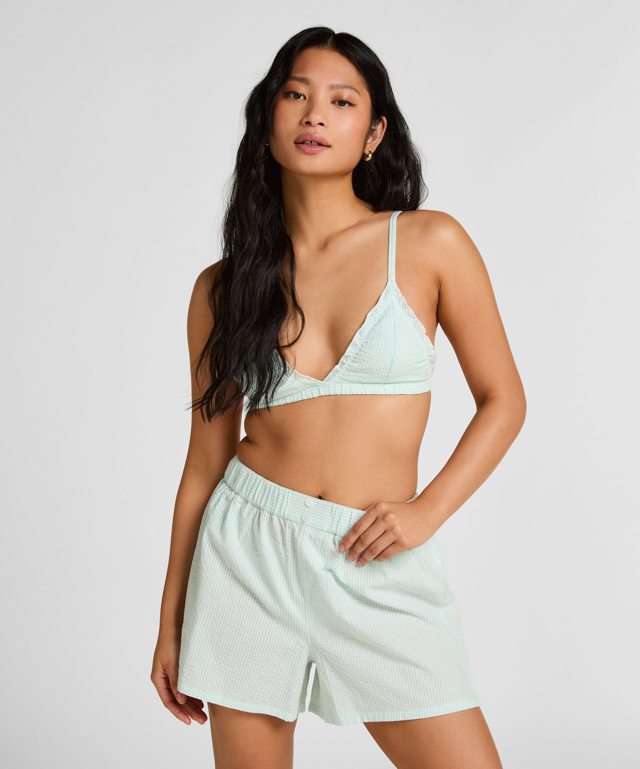 Pyjama Short Seersucker, Green
