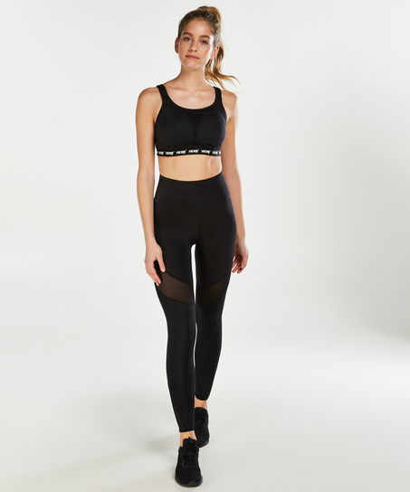 HKMX High waisted sport legging mesh, Black