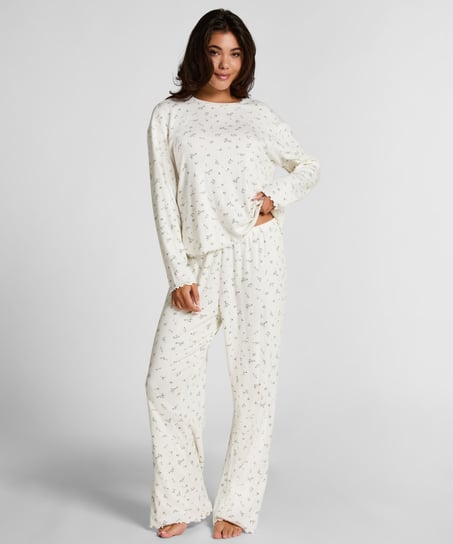 Pyjama Pant Loose Pointelle, White