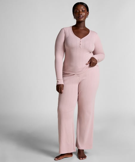 Henley Pyjama Top, Pink