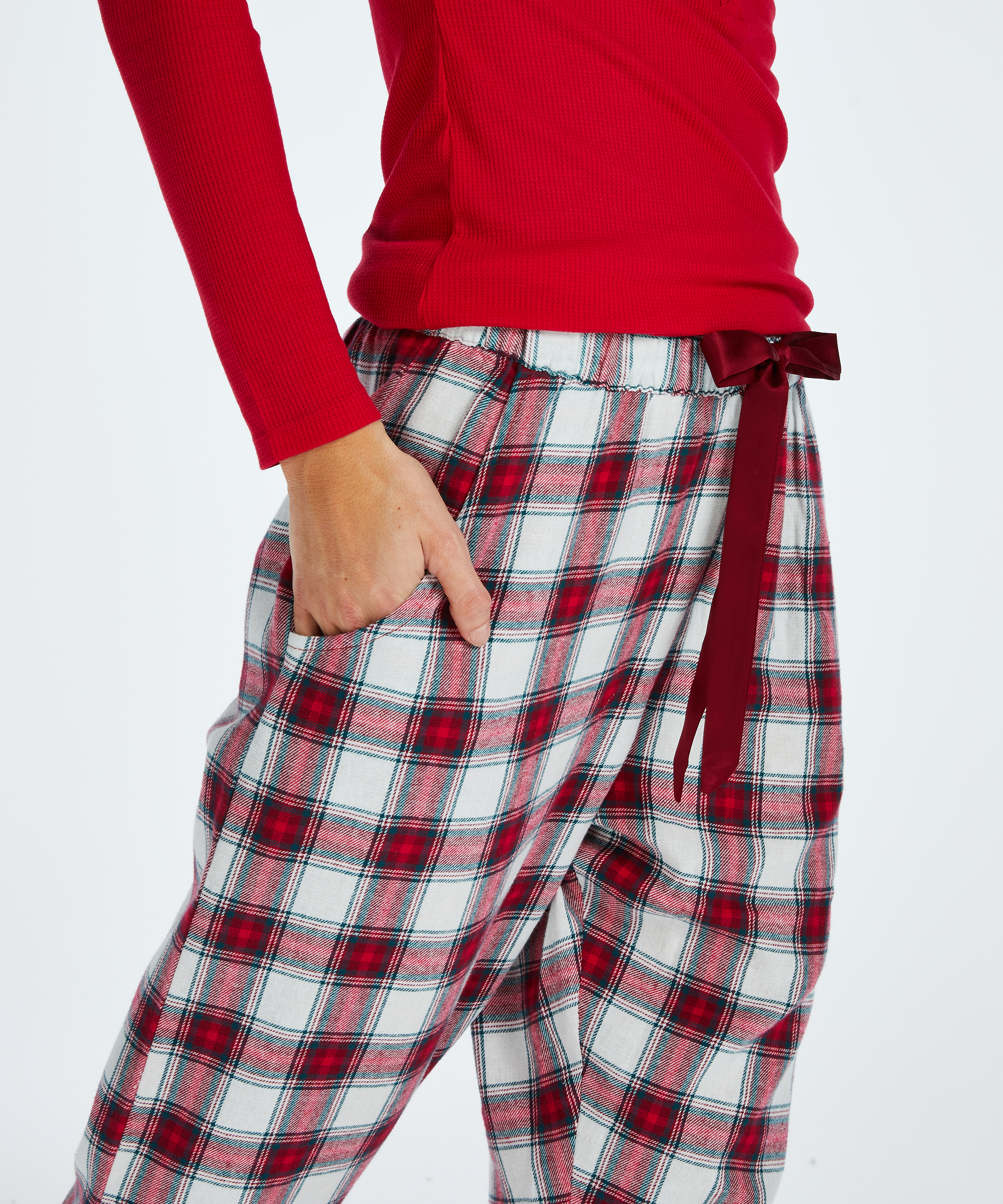 Petite Twill Check Pyjama pants, Red, main