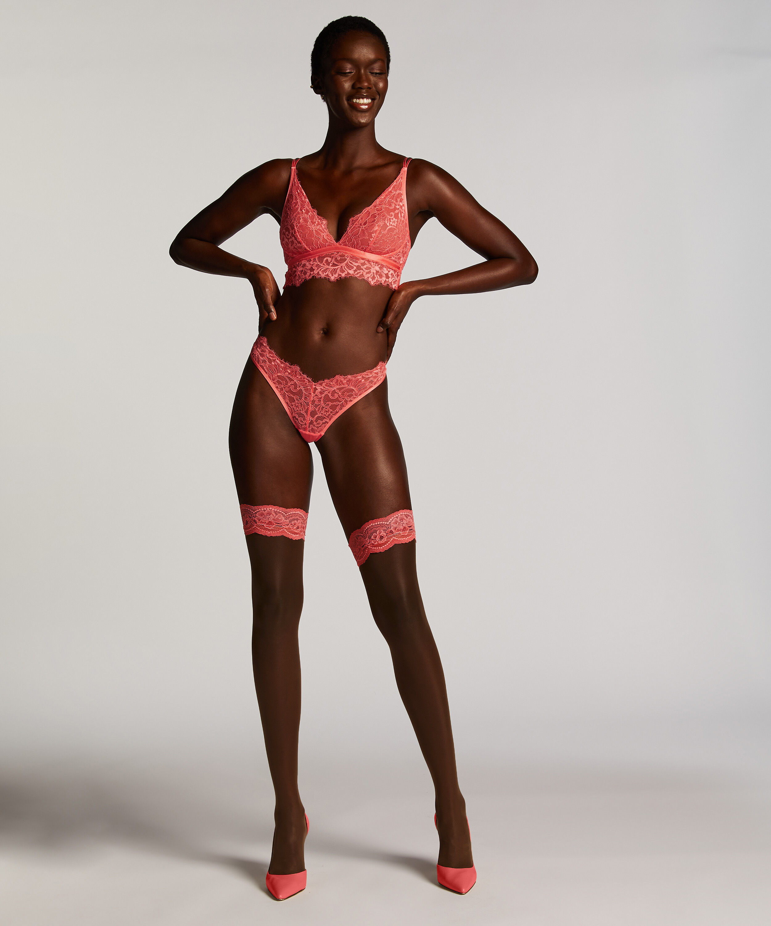 Stay Ups 15 Denier Lace, Pink