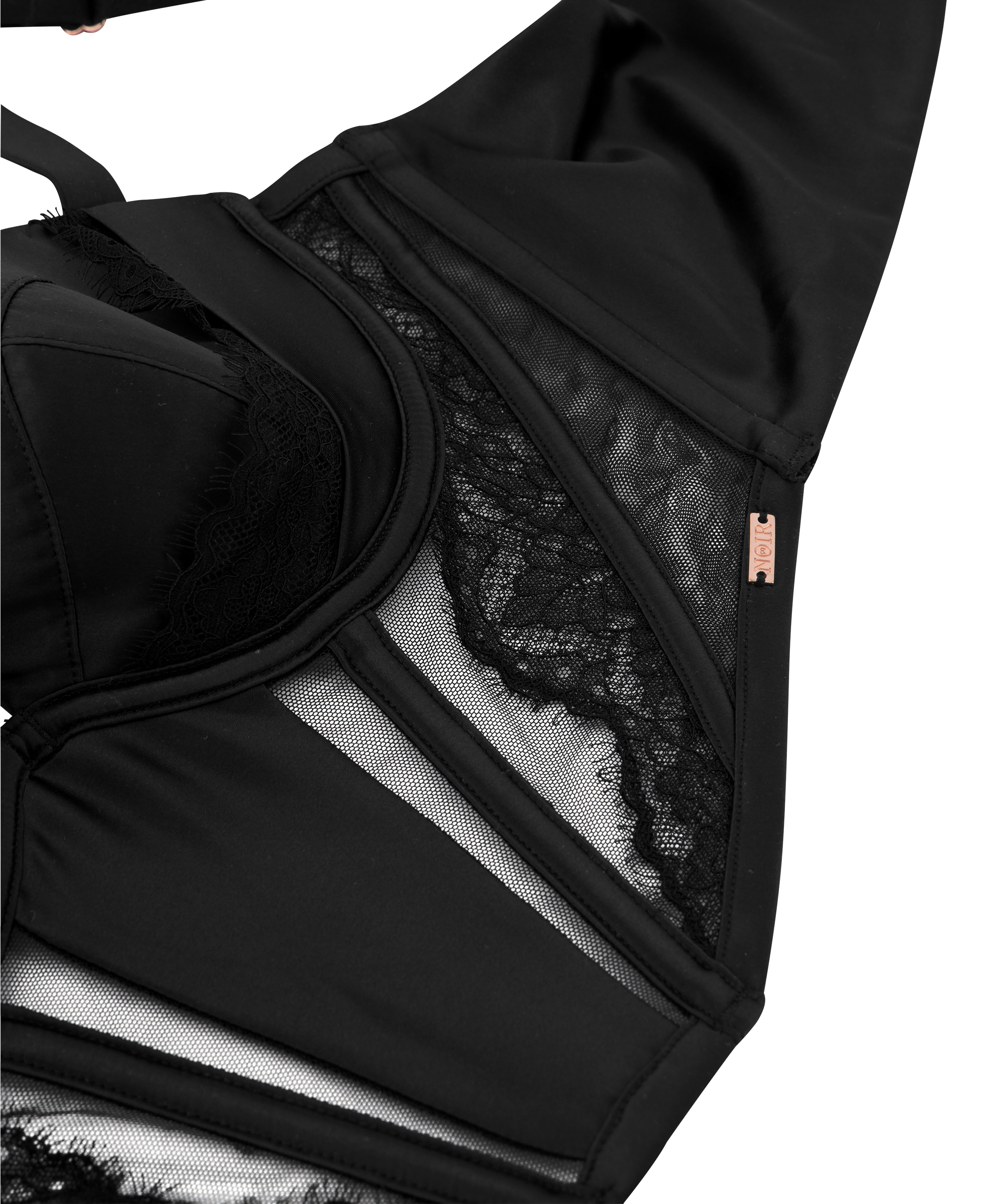 Nicole Padded Underwired Longline Bra, Black, main