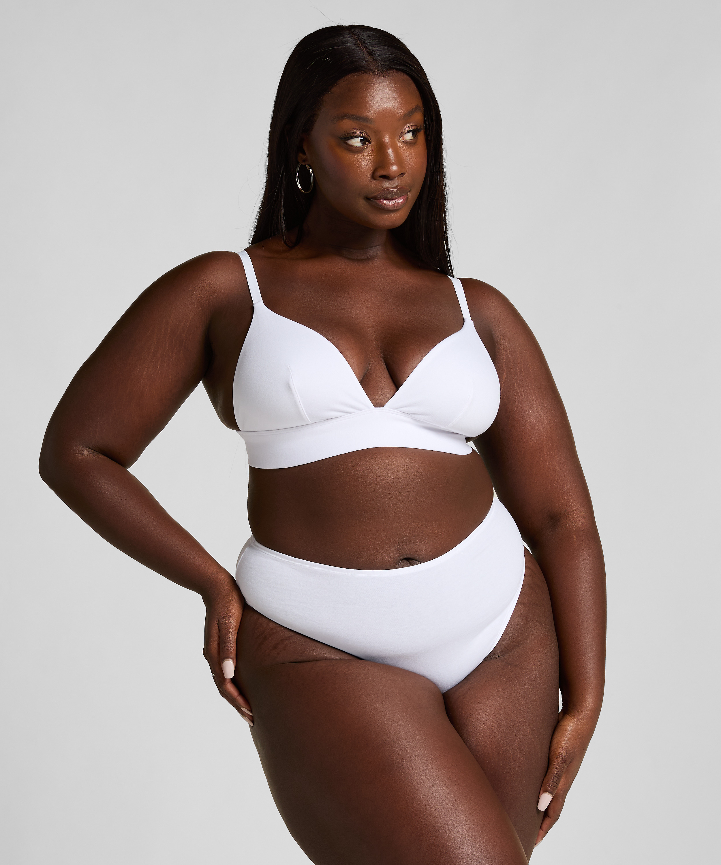 Cotton Bralette, White, main