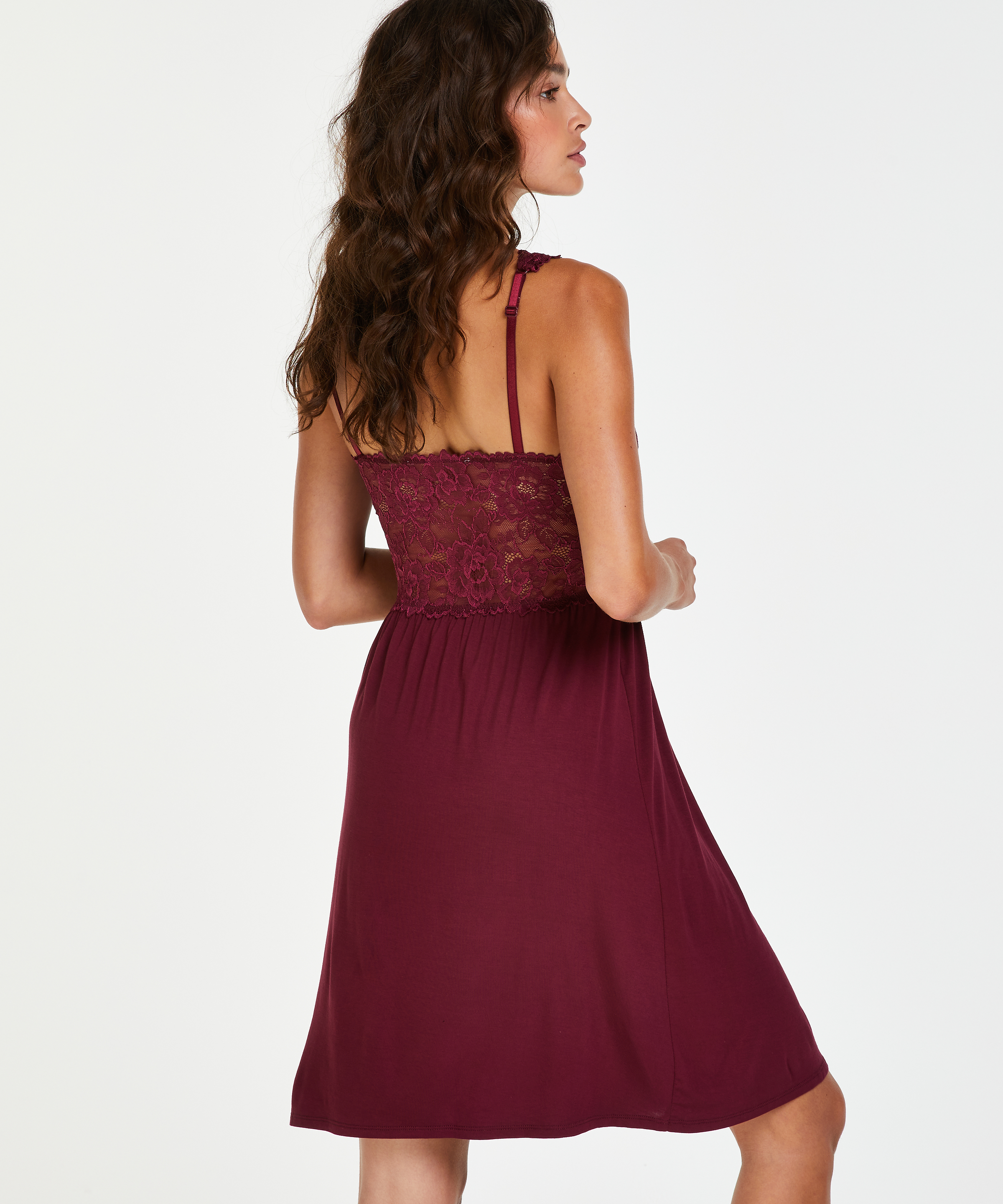 Modal Lace Slip Dress, Purple, main