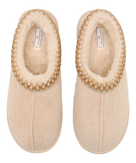 Slipper Boot Faux Suede Stitching, Orange