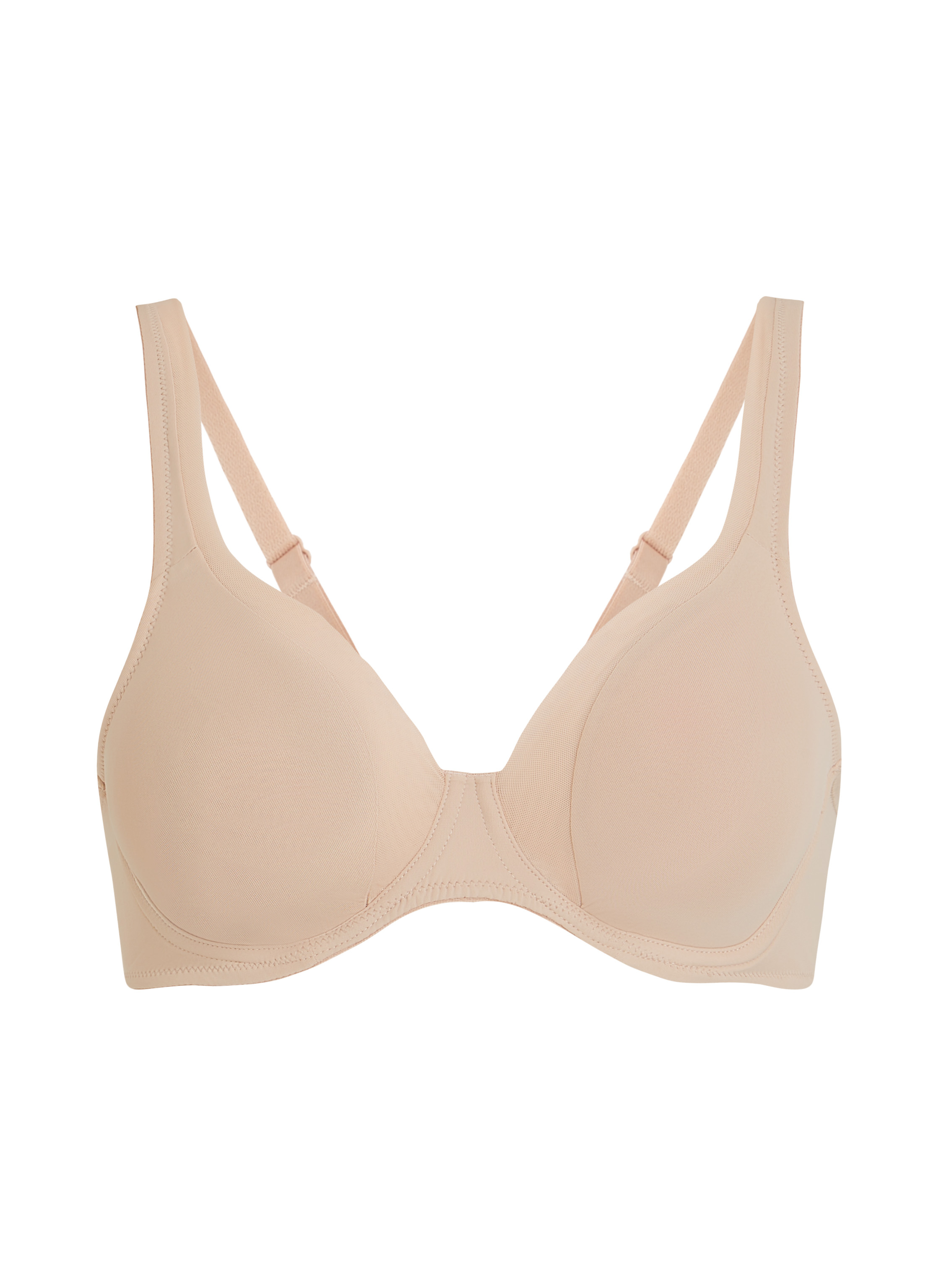 Mesh non-padded underwired bra, Beige, main