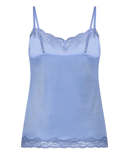 Velours Lace Cami Top, Blue