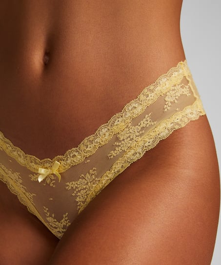 V-shaped Brazilian knickers mesh, Yellow