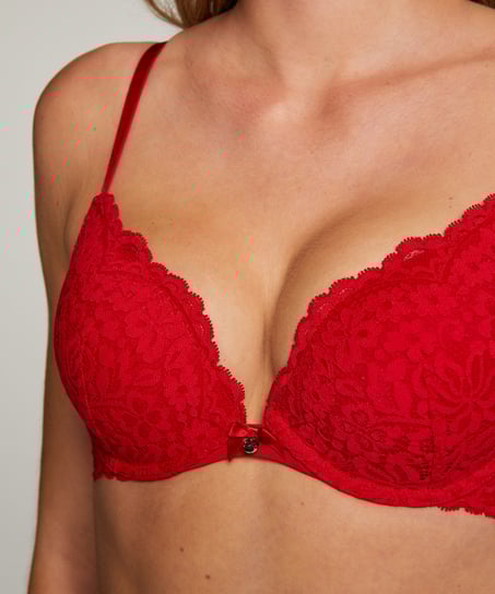 Rose padded push-up bra, Red