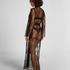 Long Allover Lace Kimono, Black