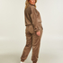 Petite Velours Jogging Bottoms, Brown