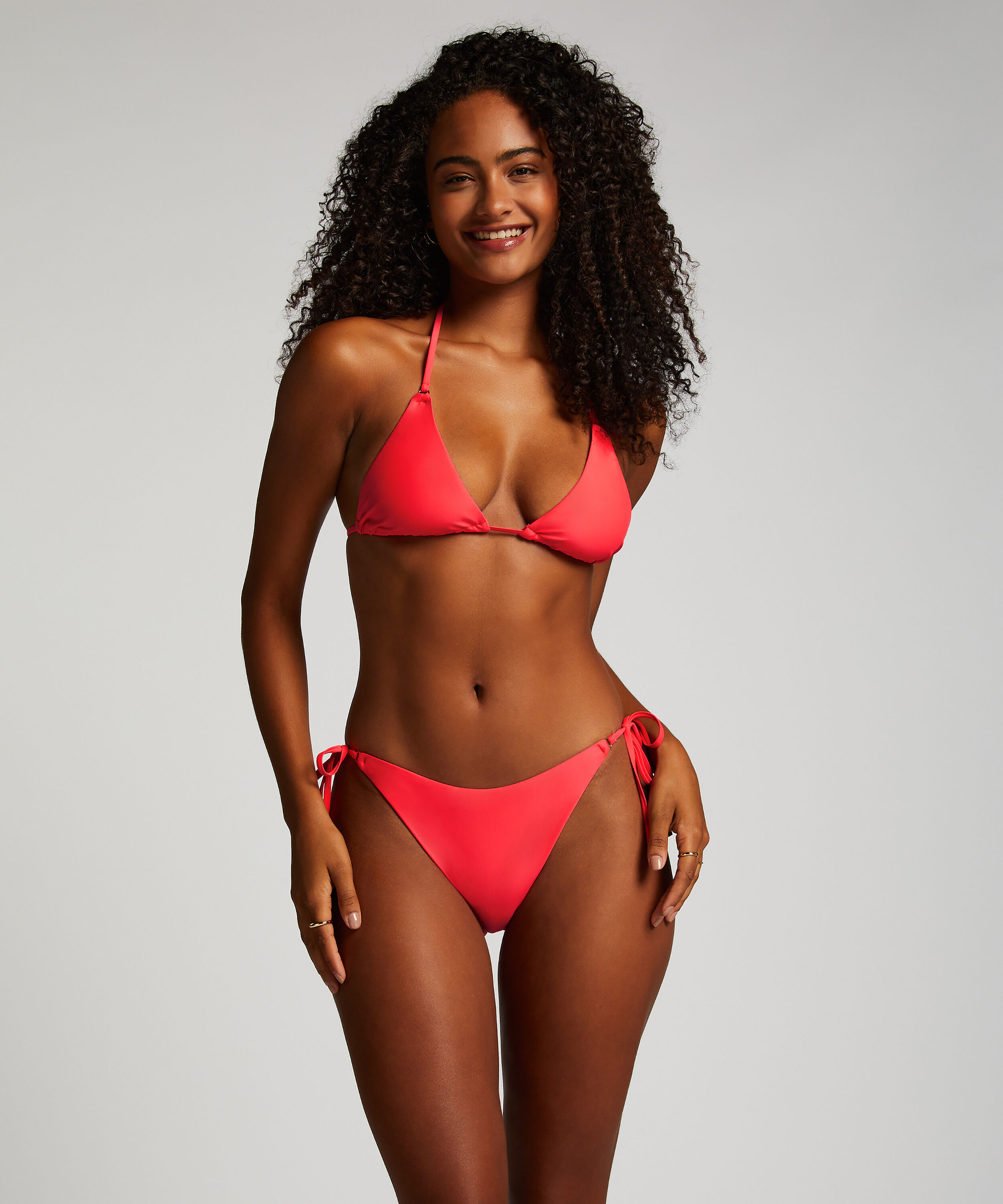 Doha High-Leg Bikini Bottoms, Red