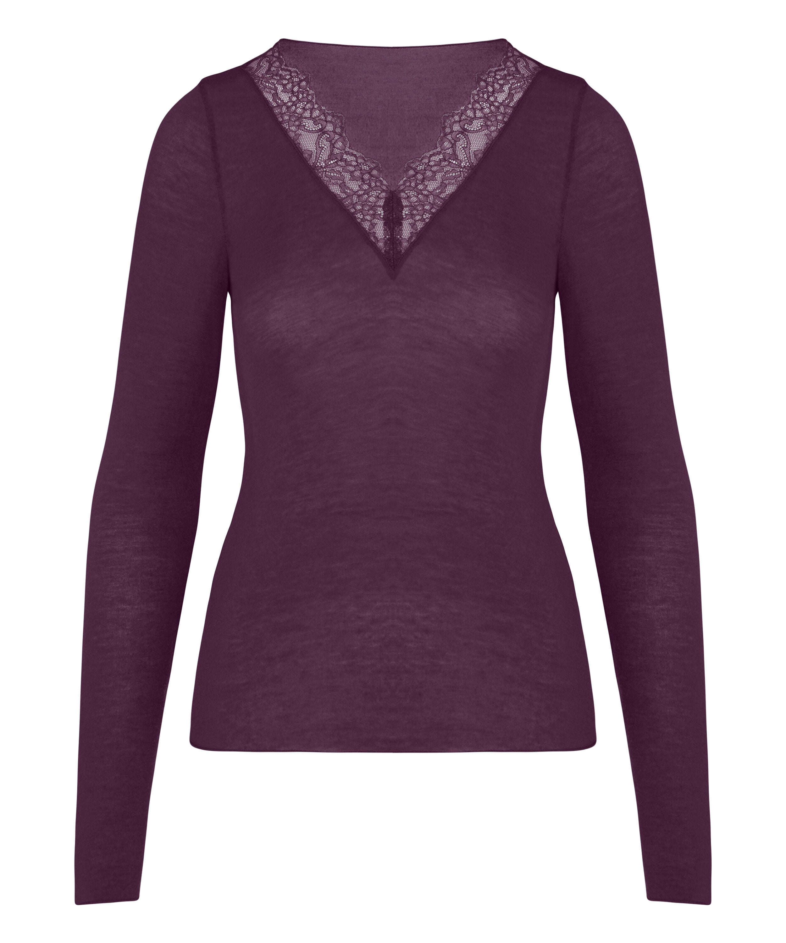 super soft Lace V-Neck shirt with Cashmere, Purple