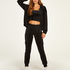 Velour hoodie jacket, Black