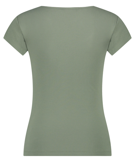 Henley Short Sleeved Pyjama Top, Green