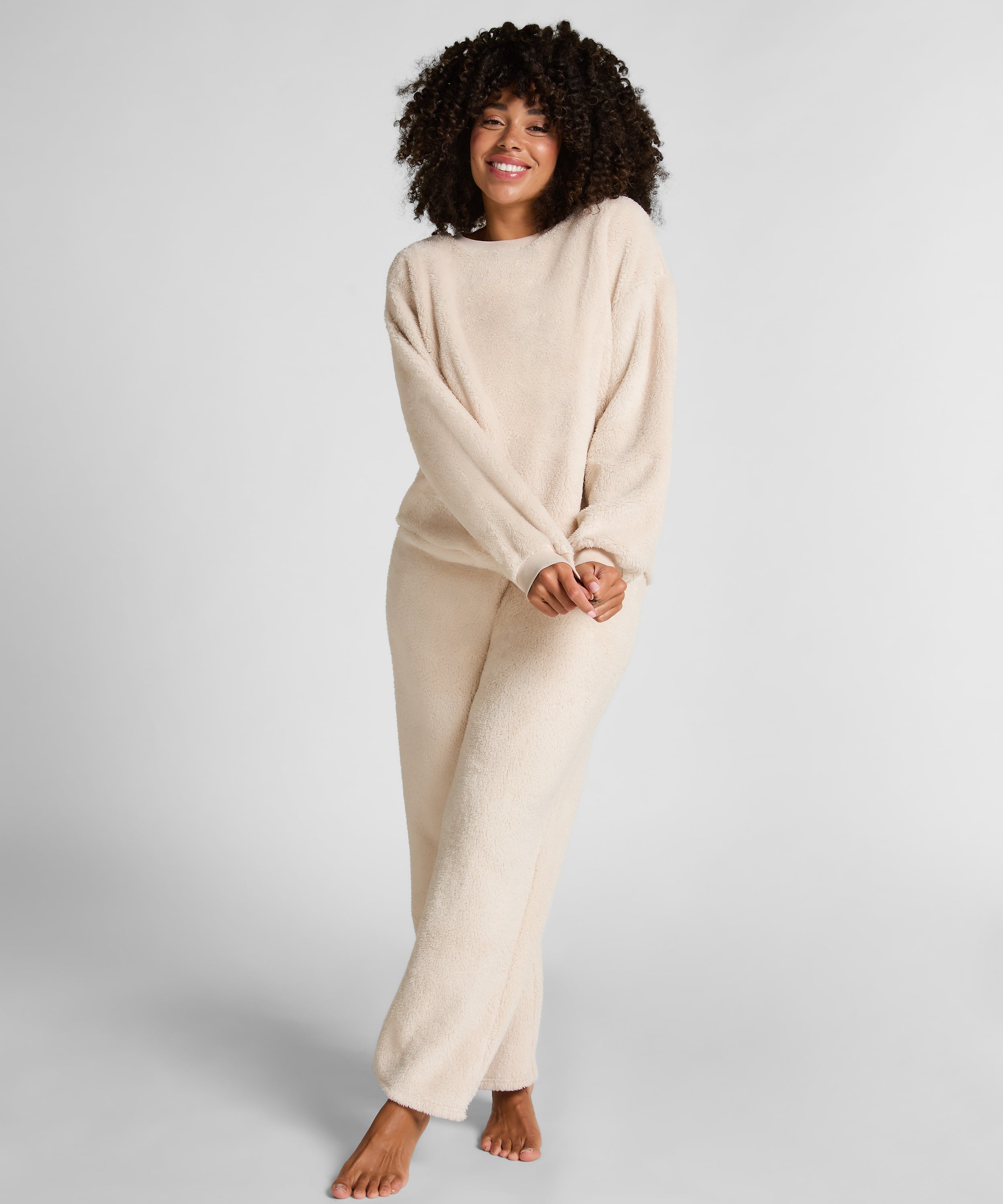Longsleeved Top Fluffy Fleece, Beige, main