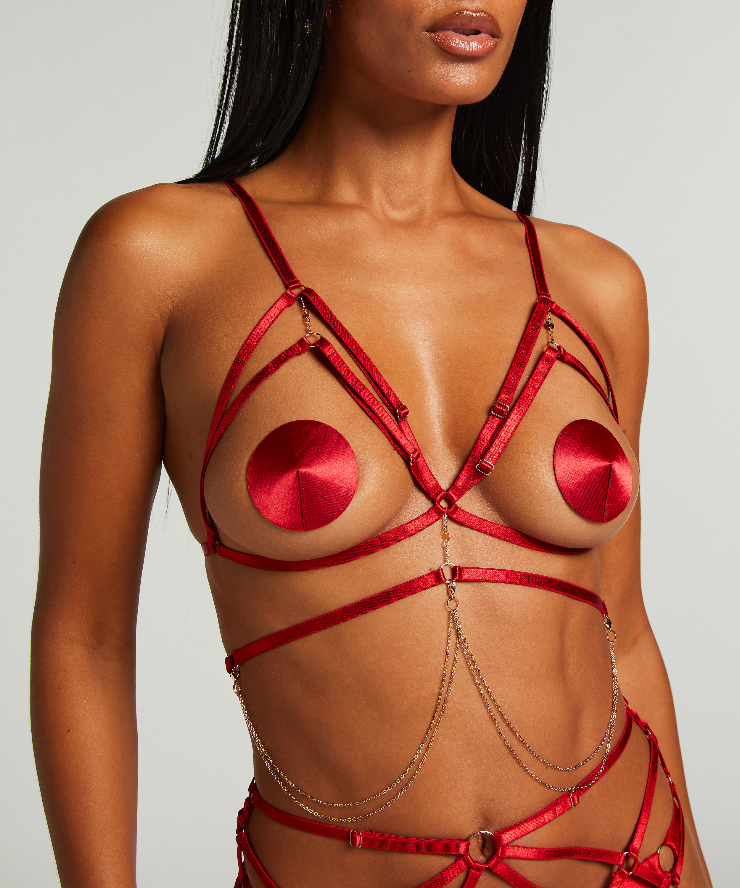 Chain Top Bralette, Red, main