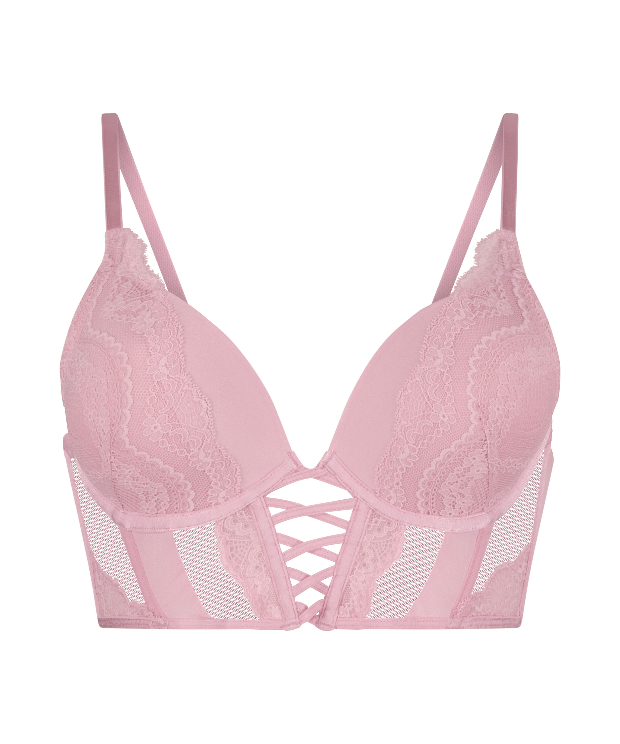 Selina Padded Push-Up Longline Underwired Bra, Pink