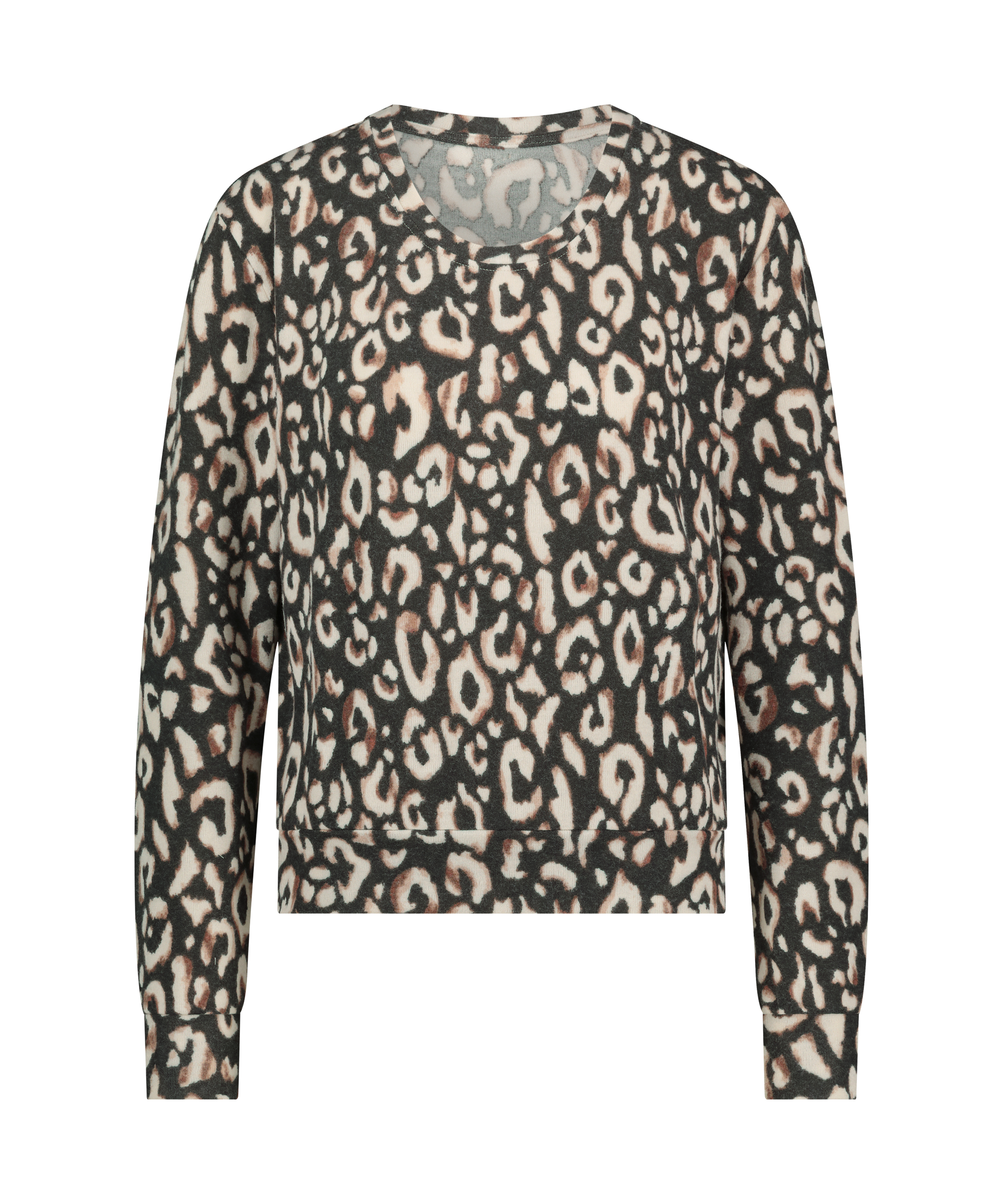 Jersey Long-Sleeved Pyjama Top, Black, main