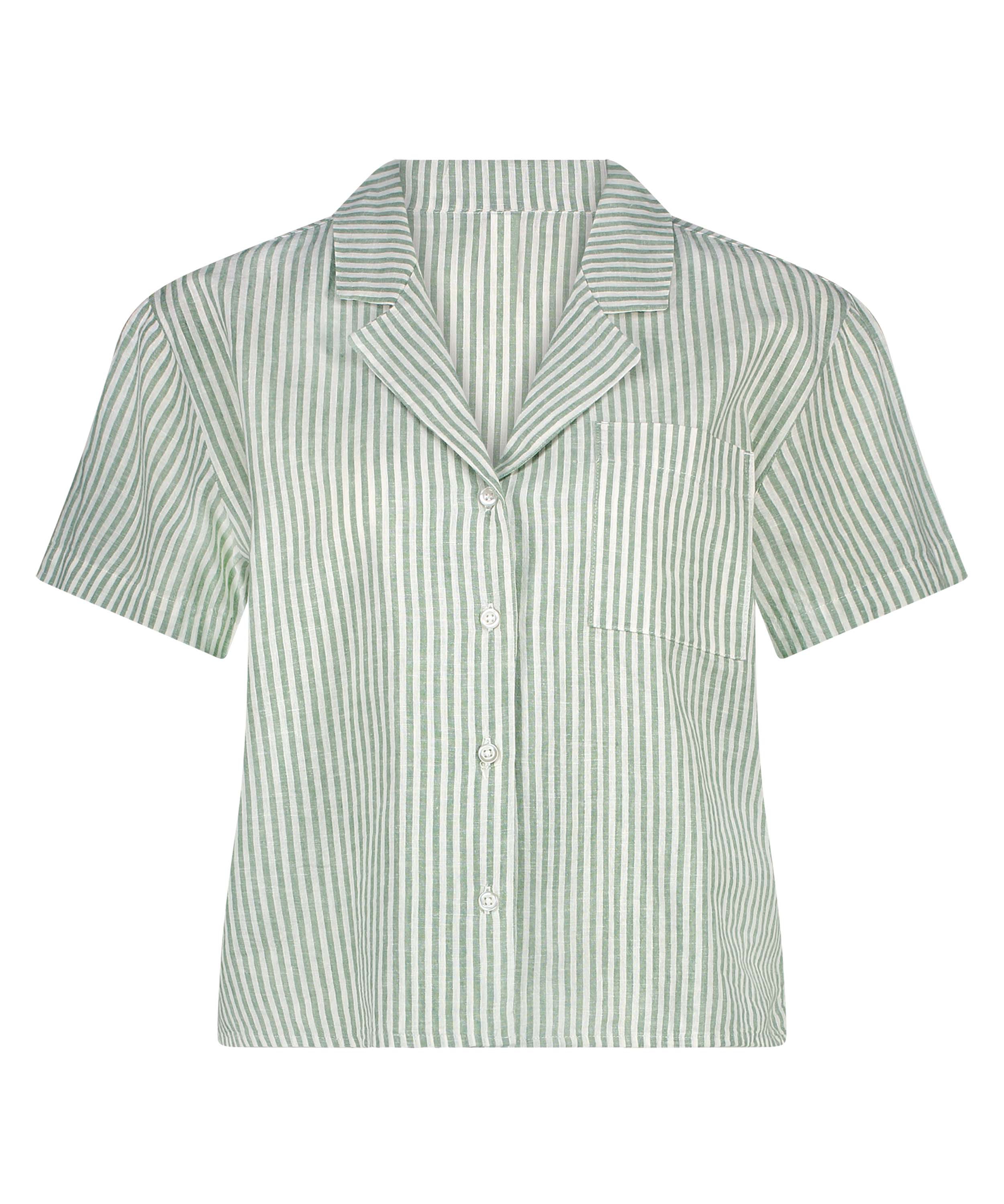 Linen Pyjama Top, Green, main
