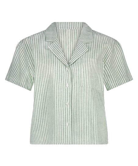 Linen Pyjama Top, Green