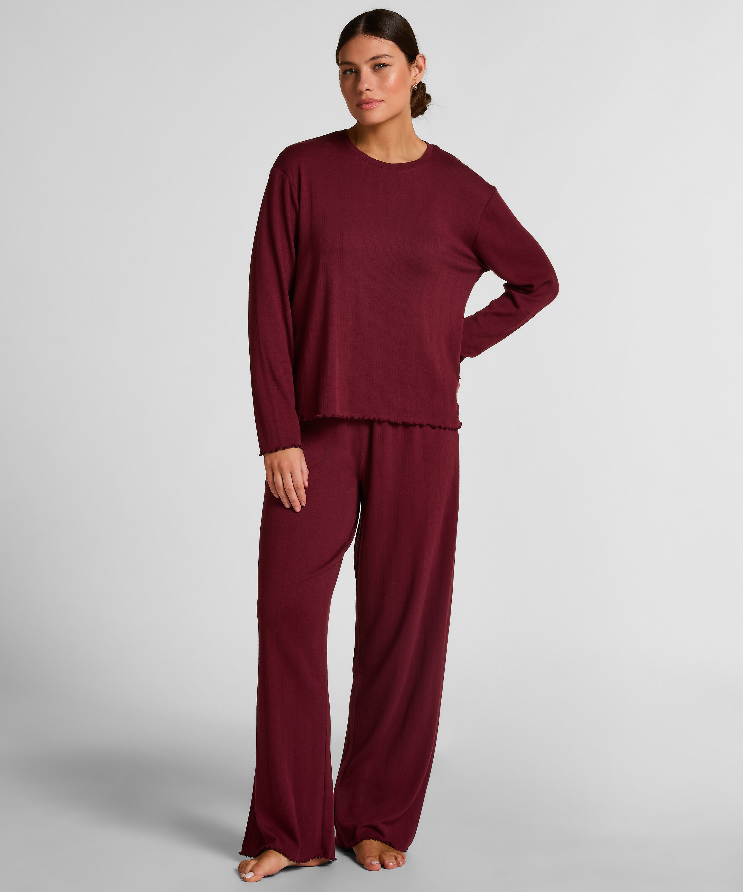 Pyjama Top Loose Pointelle, Red