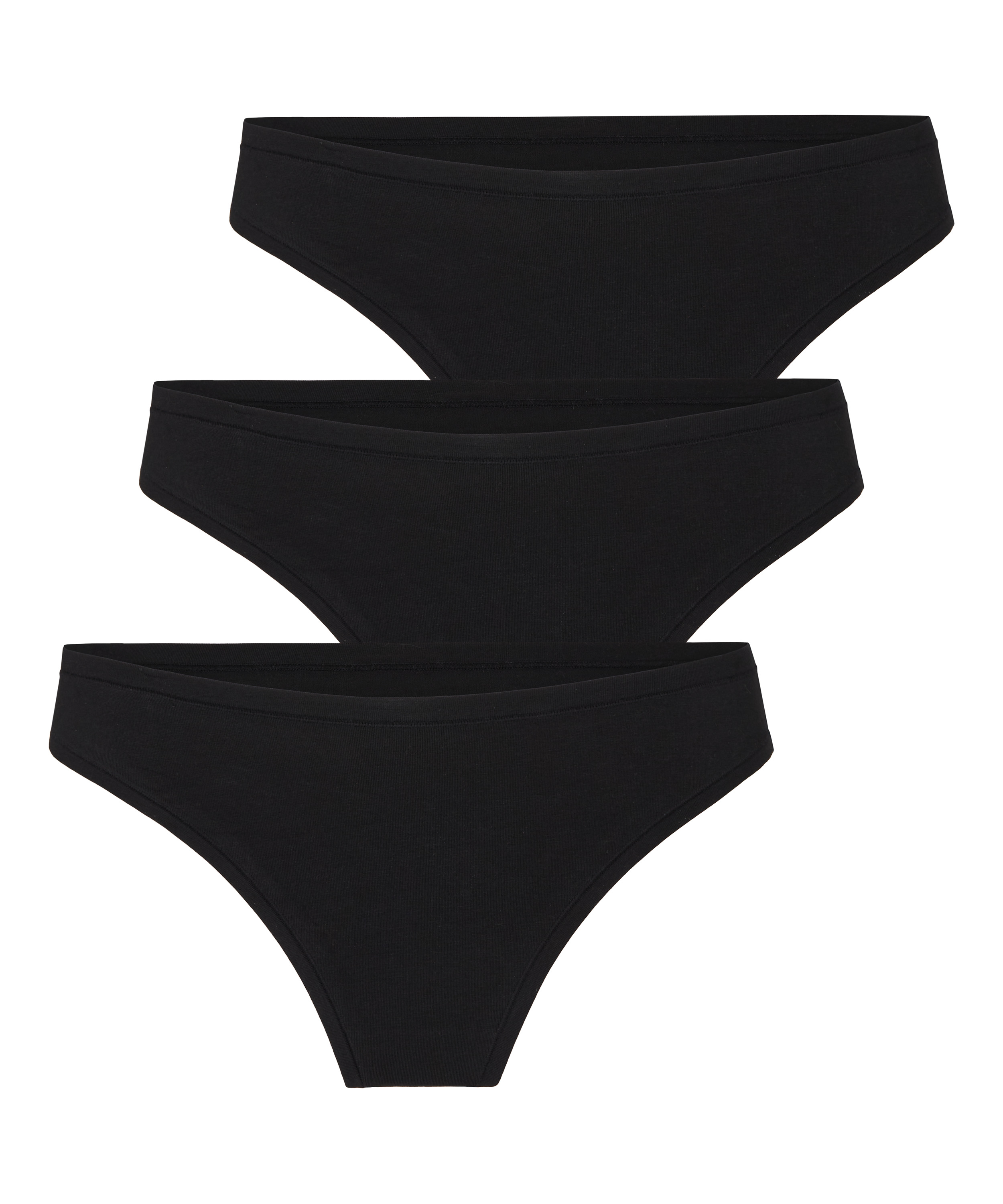 Multipack Cotton Thong, Black, main