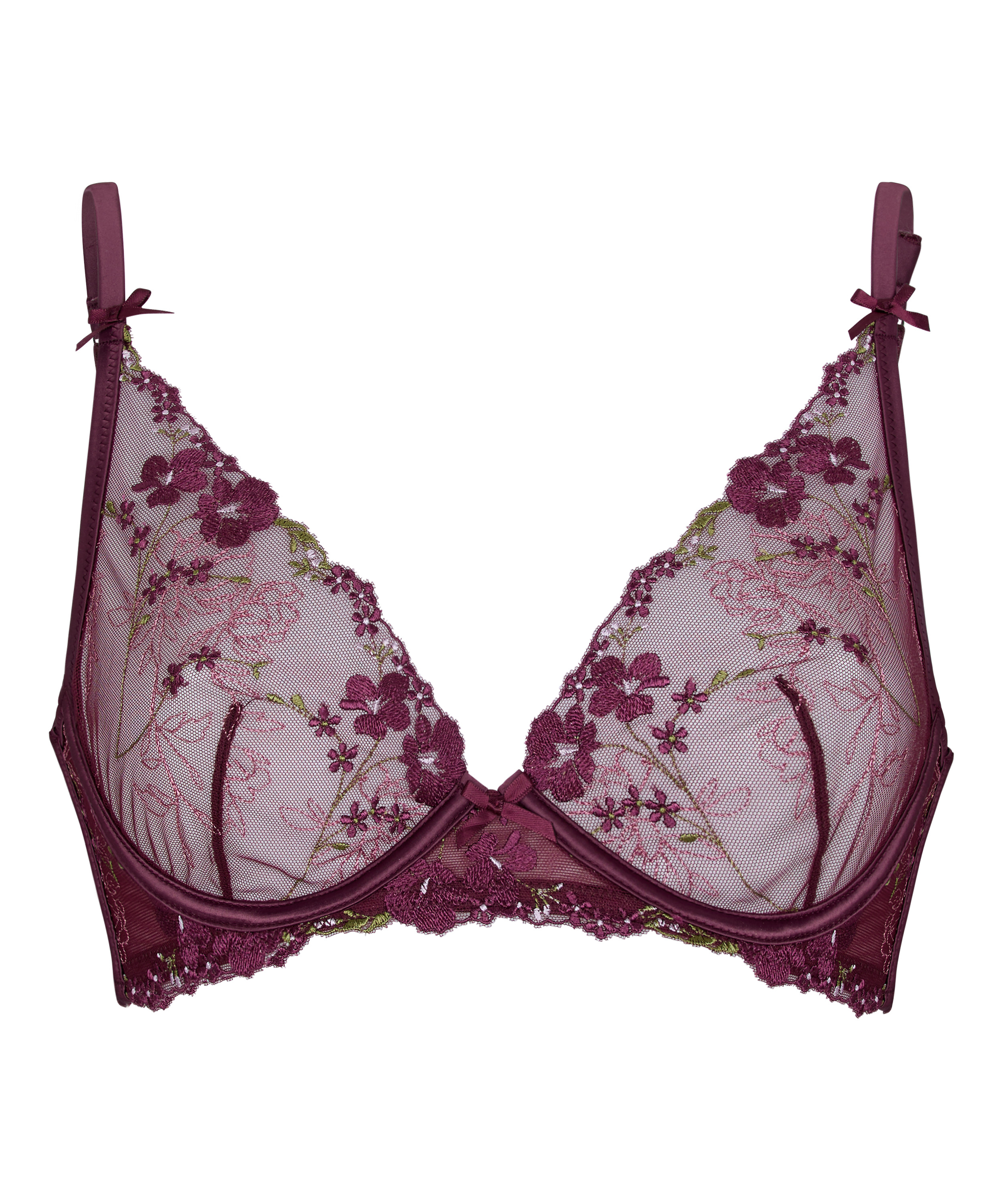 Non-Padded Underwired Longline Bra Peonie, Purple, main