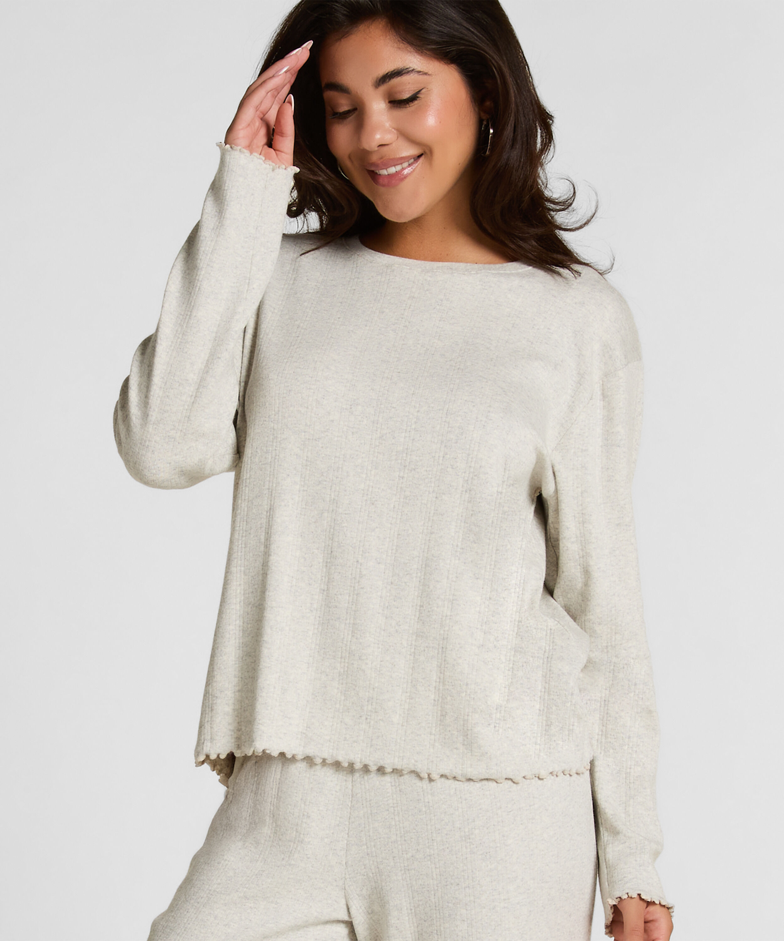 Pyjama Top Loose Pointelle, Grey