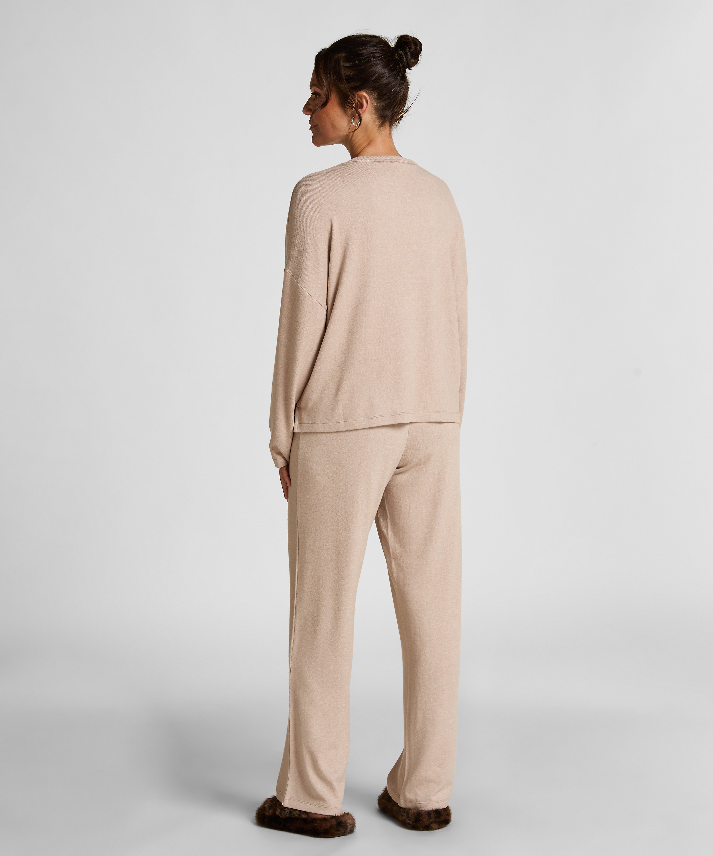Brushed Jersey Trousers, Beige, main
